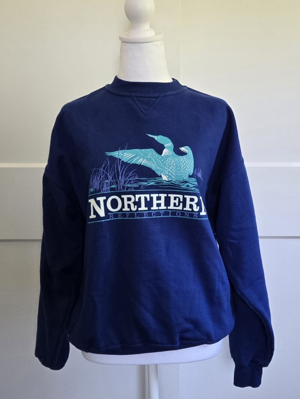 Vintage Northern Reflections Blue Womens Medium Crewneck Sweater Rn69778